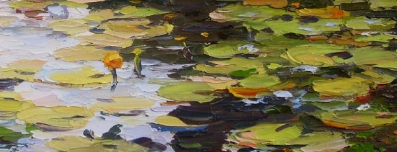
YELLOW WATER LILYS (2009), PALETTE KNIFE OIL ON LINEN, DETAIL
		